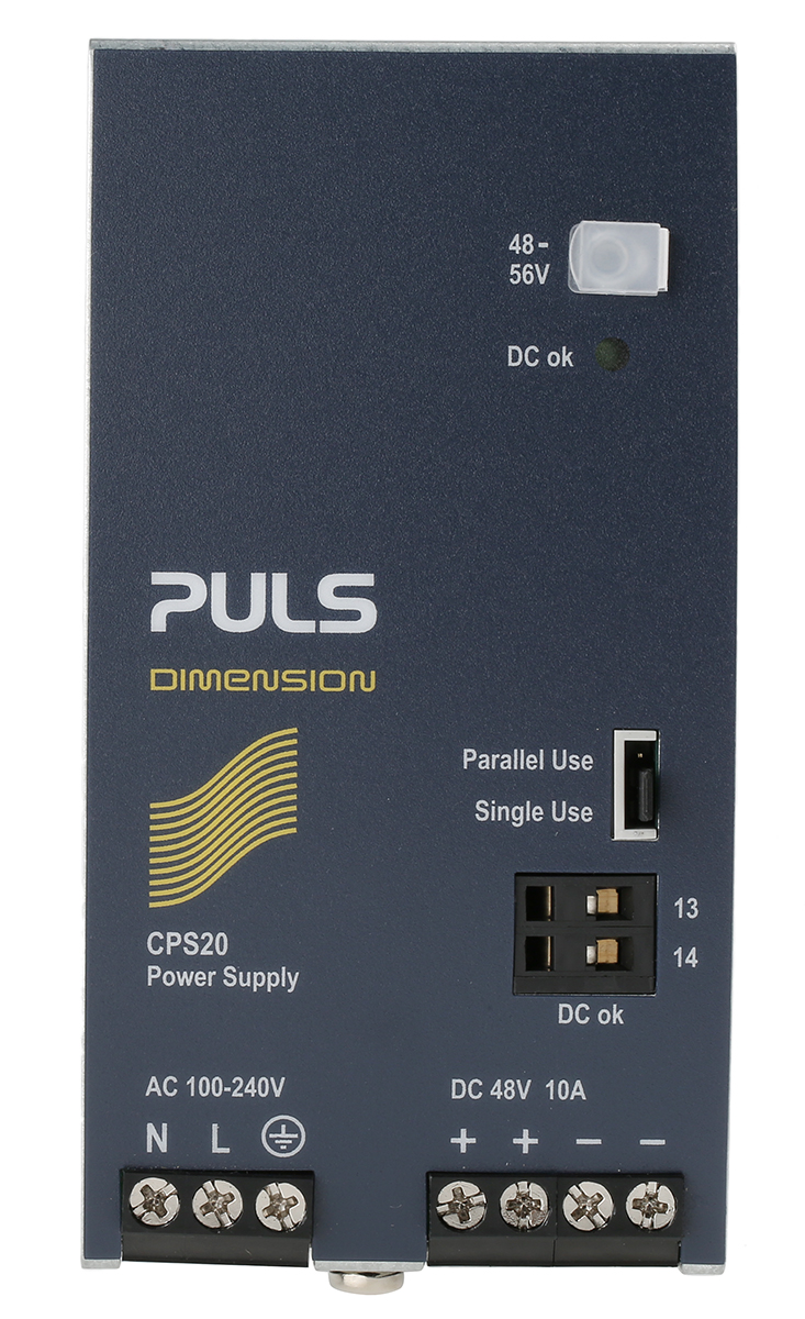 PULS DIMENSION C-Line Switched Mode DIN Rail Power Supply, 100 → 240V ac ac Input, 48V dc dc Output, 10A Output,