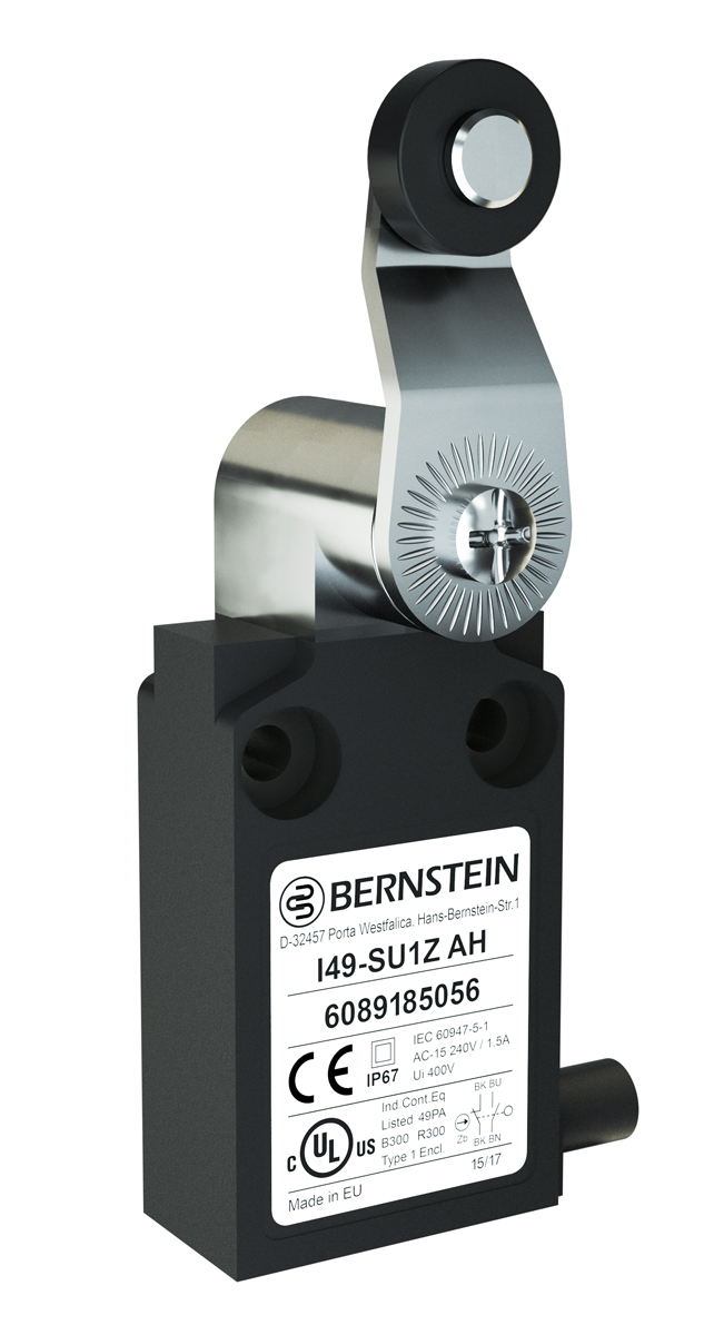 Bernstein AG I49 Series Plunger Roller Lever Limit Switch, NO/NC, IP67, SPST, Plastic Housing