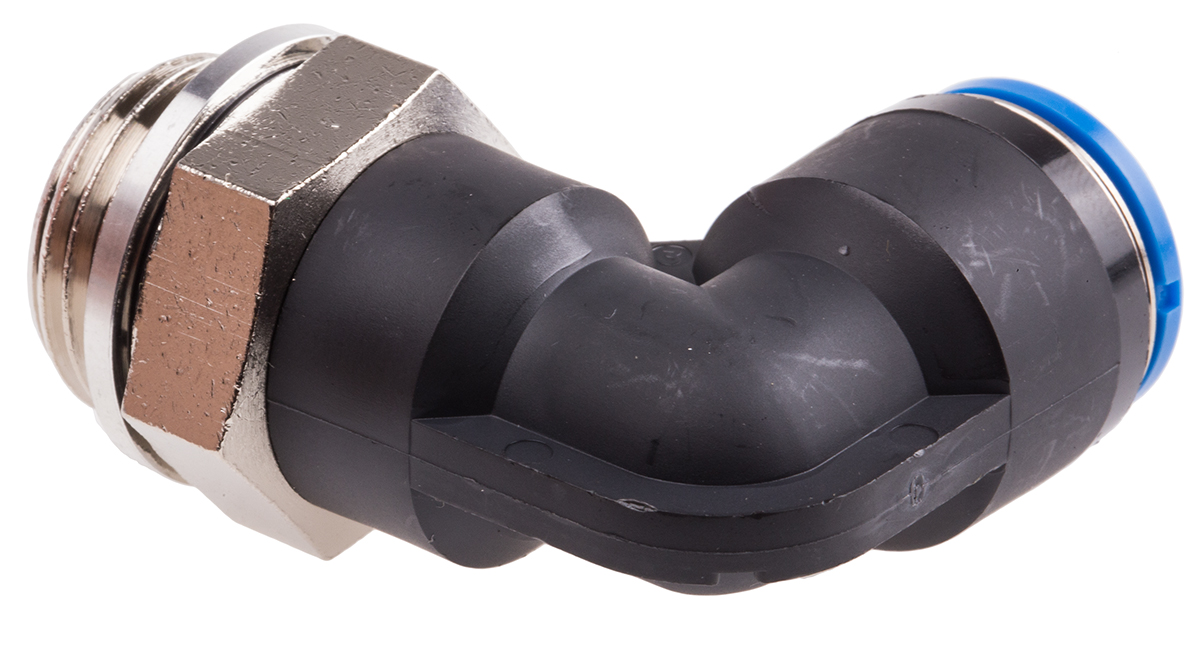 Festo QS Series Elbow Threaded Adaptor, G 1/2 Male to Push In 12 mm, Threaded-to-Tube Connection Style, 186125
