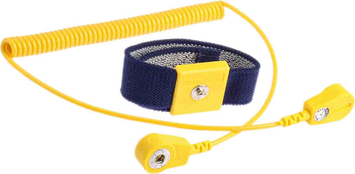 RS PRO ESD Grounding Wrist Strap & Cord Set With 4 mm Stud