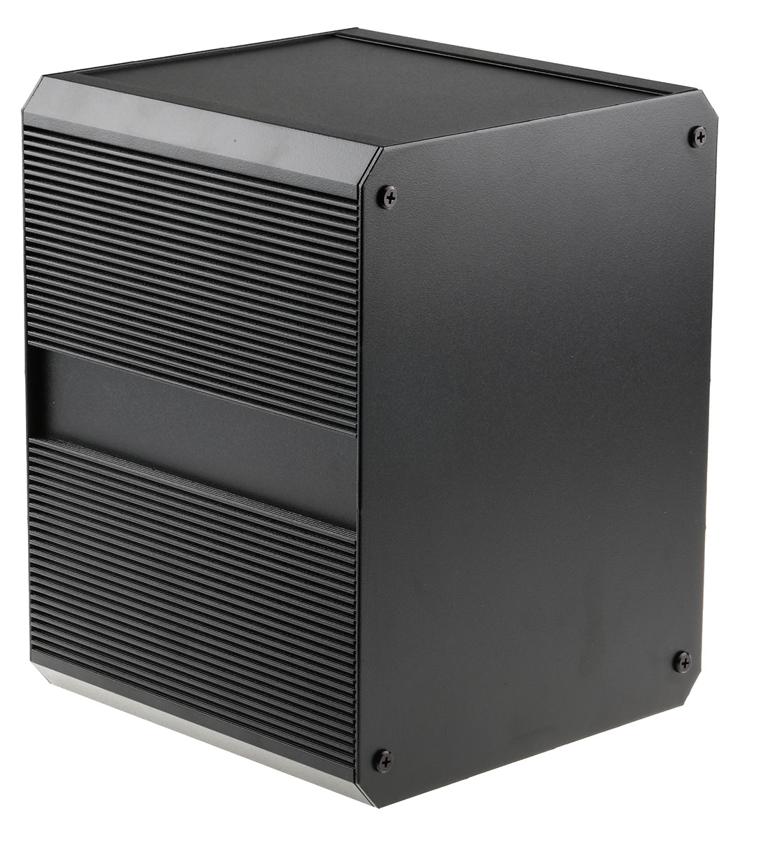 RS PRO Black Extruded Aluminium Heat Sink Case, IP40, Black Lid, 200 x 200 x 264mm