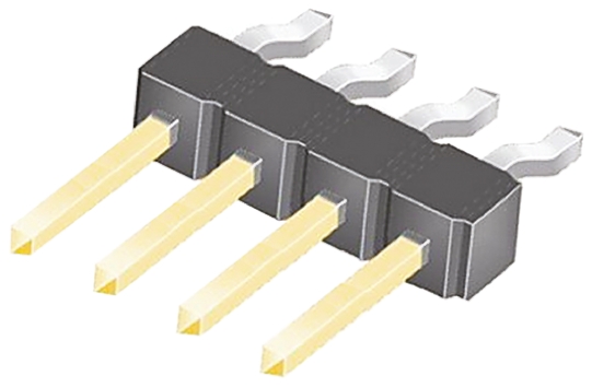 Samtec TSM Series Right Angle Surface Pin Header, 4 Contact(s), 2.54 mm Pitch, 1 Row, Unshrouded