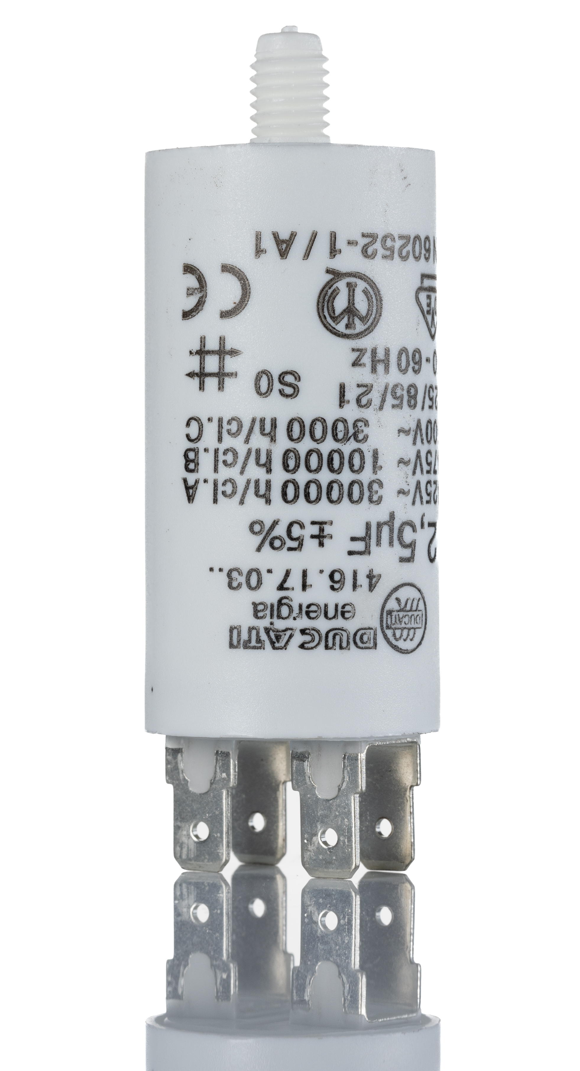 Ducati Energia 4.16.17 Polypropylene Film Capacitor, 400 → 500V ac, ±5%, 2.5μF, Plug In
