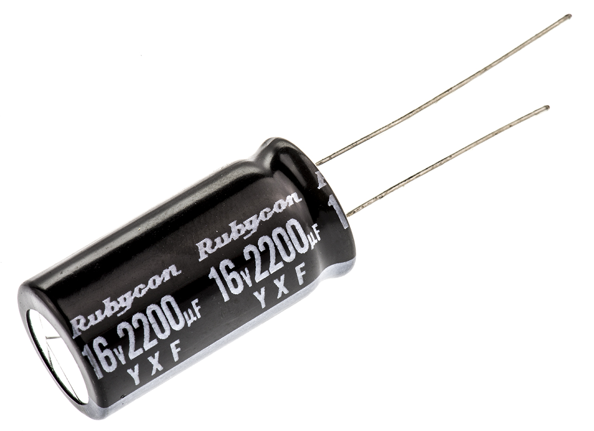 Rubycon 2200μF Aluminium Electrolytic Capacitor 16V dc, Radial, Through Hole - 16YXF2200M12.5X25