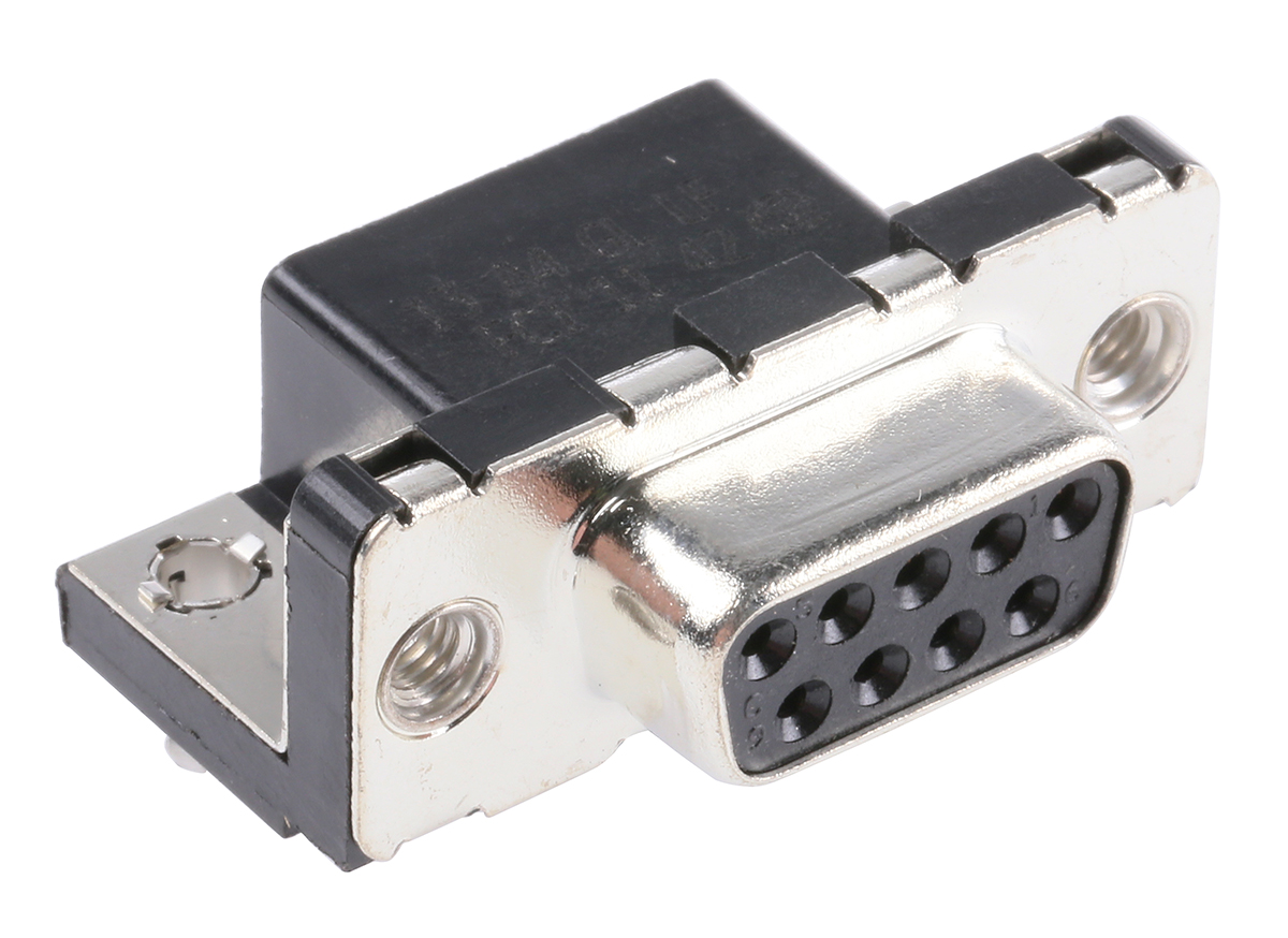 Amphenol ICC Delta D 9 Way Right Angle Through Hole D-sub Connector Socket, 2.74mm Pitch, with M3 Inserts