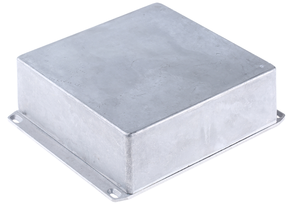 Hammond 1590 Series Natural Die Cast Aluminium Enclosure, IP54, Flanged, Natural Lid, 187.5 x 187.5 x 63mm