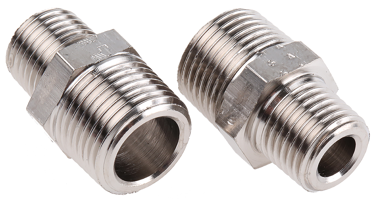 Legris LF3000 Series Straight Threaded Adaptor, R 1/4 Male to R 3/8 Male, Threaded Connection Style