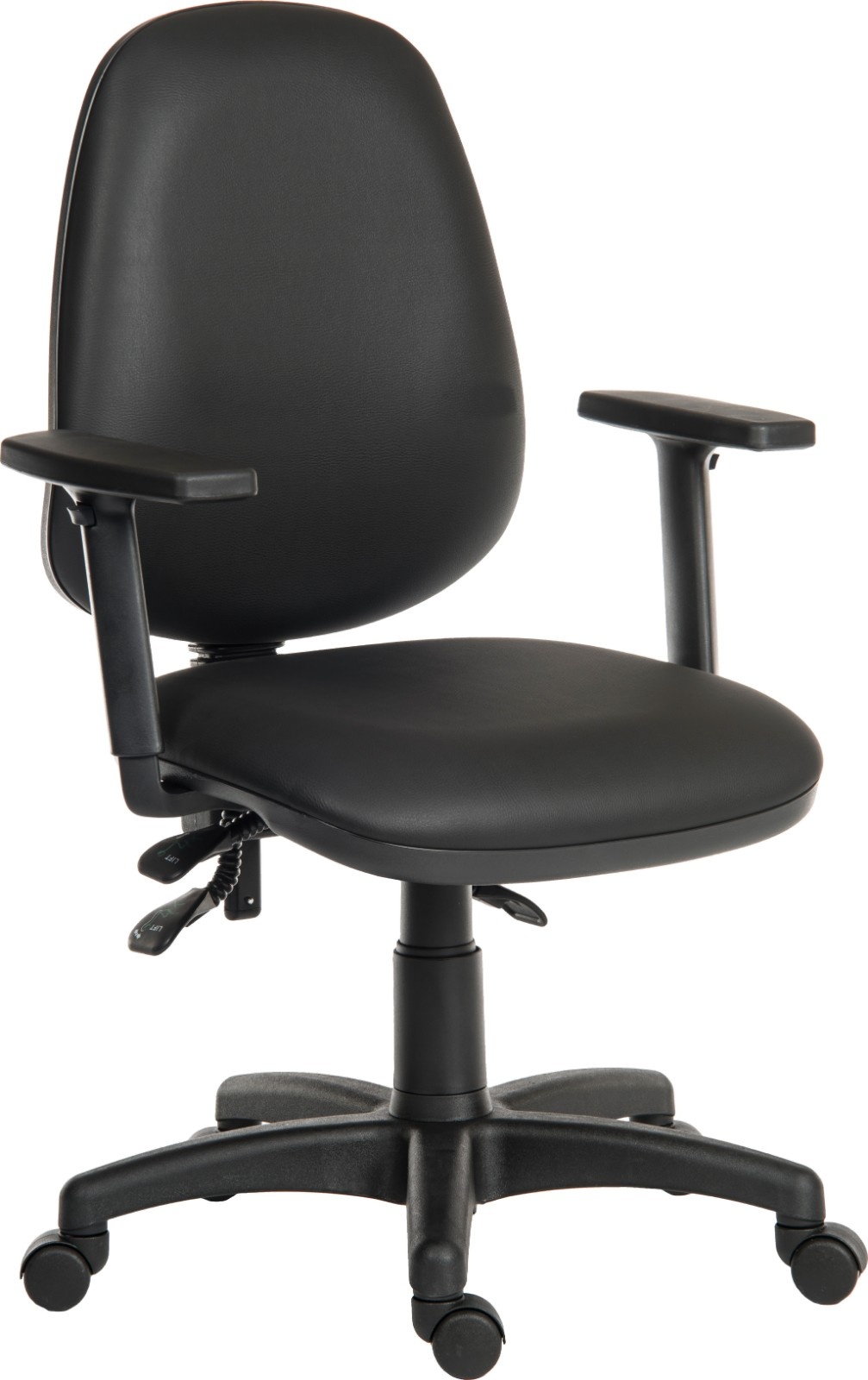 RS PRO Black Polyurethane Operator Chair, 120kg Weight Capacity