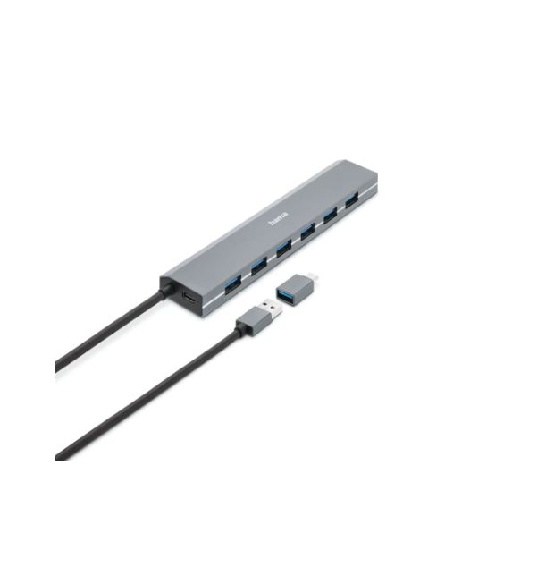 Hama 7 Port USB 3.2 USB A, USB C USB C Hub, USB Powered, 15.6 x 1.2 x 3.2cm