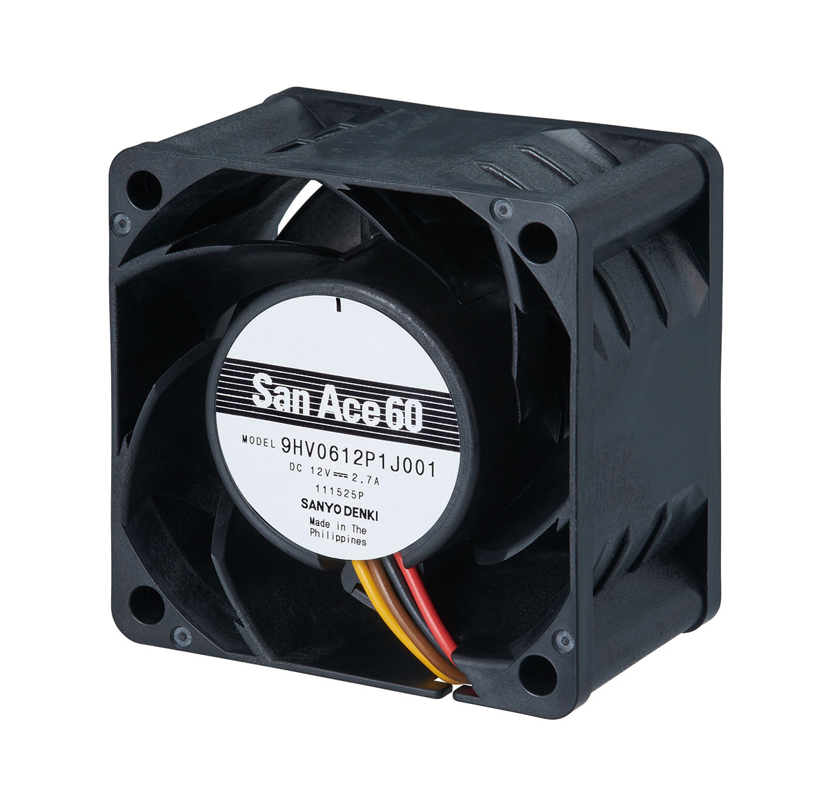Sanyo Denki 9HV Series Axial Fan, 12 V dc, DC Operation, 112.8m³/h, 32.4W, 2.7A Max, 60 x 60 x 38mm