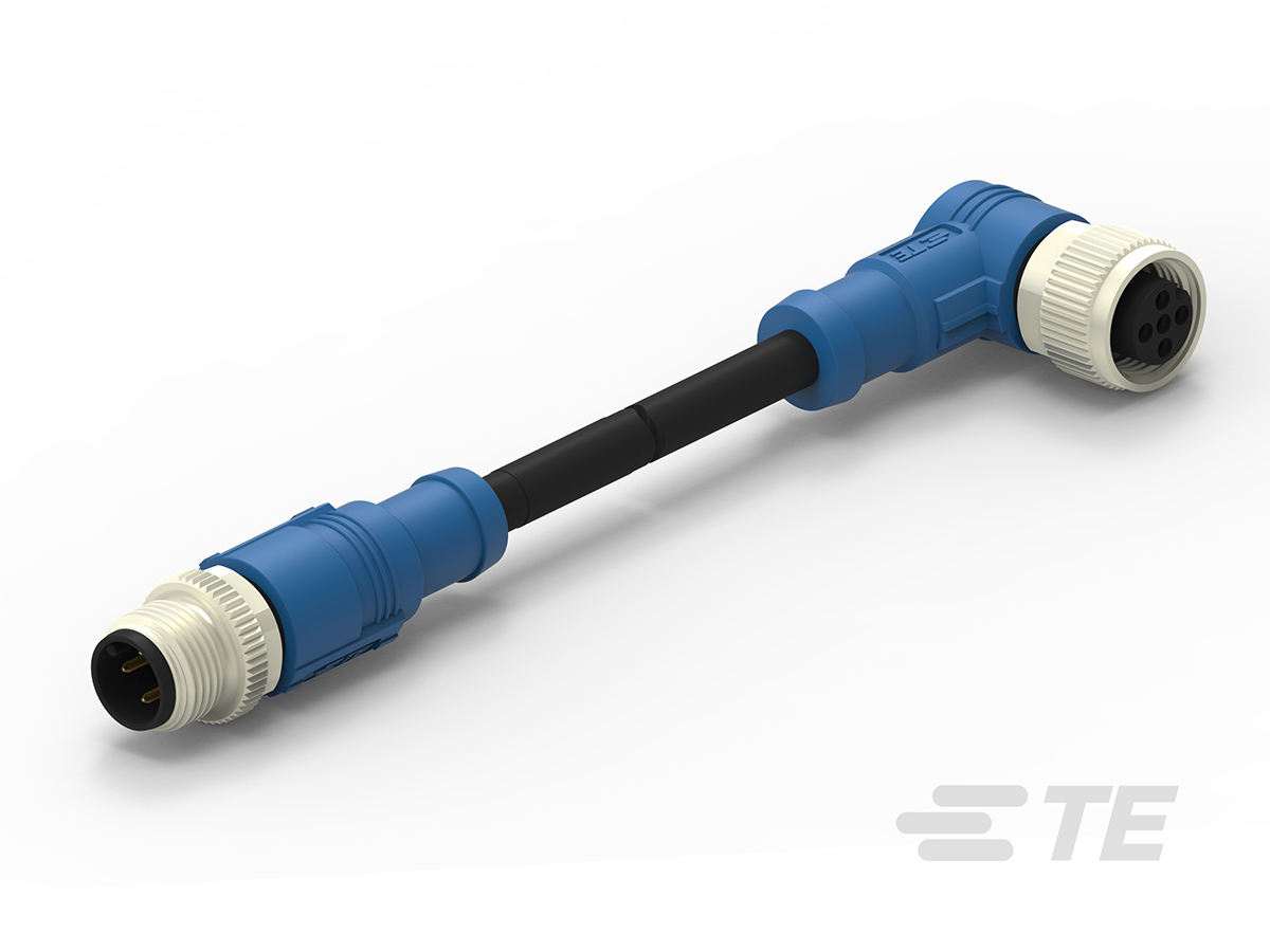 TE Connectivity Male/Female 4 way M12 to 4 way M12 Sensor Actuator Cable, 7000 mm