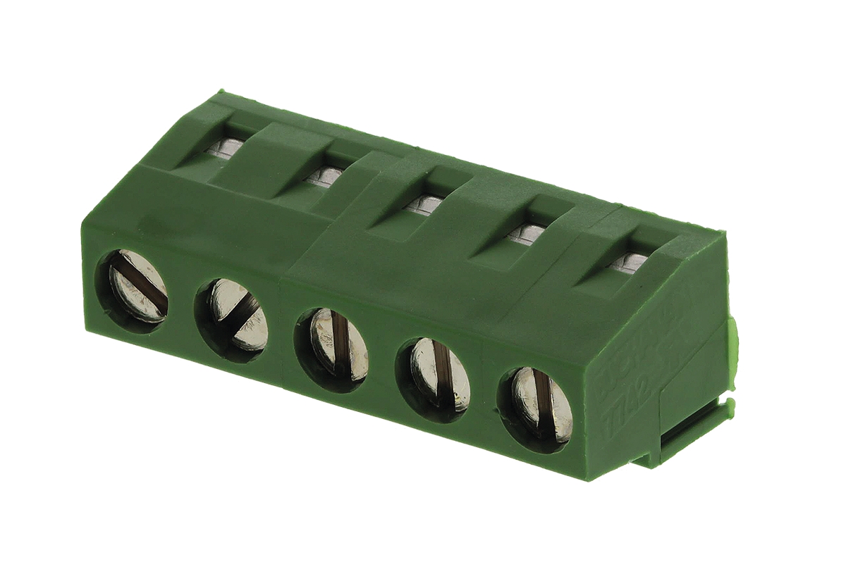 TE Connectivity Buchanan Series PCB Terminal Strip, 5-Contact, 5mm Pitch, Through Hole Mount, 1-Row, Screw Termination