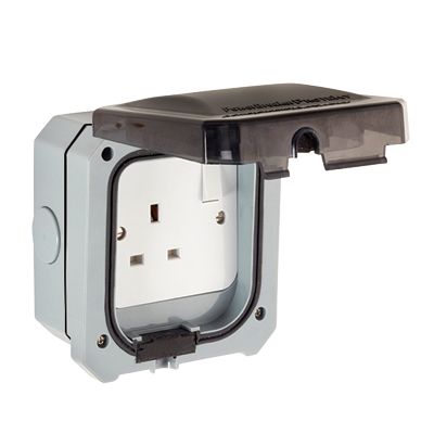 Powerbreaker PSKT1G Grey Plug Socket, Type G - British, Indoor, Outdoor Use