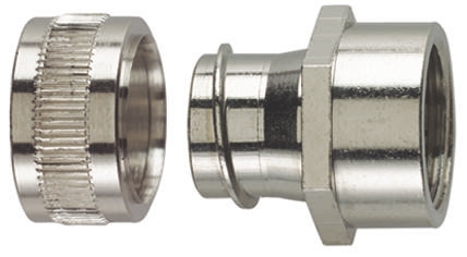 HellermannTyton Straight, Conduit Fitting, 20mm Nominal Size, M20, Brass, Silver IP54 rating