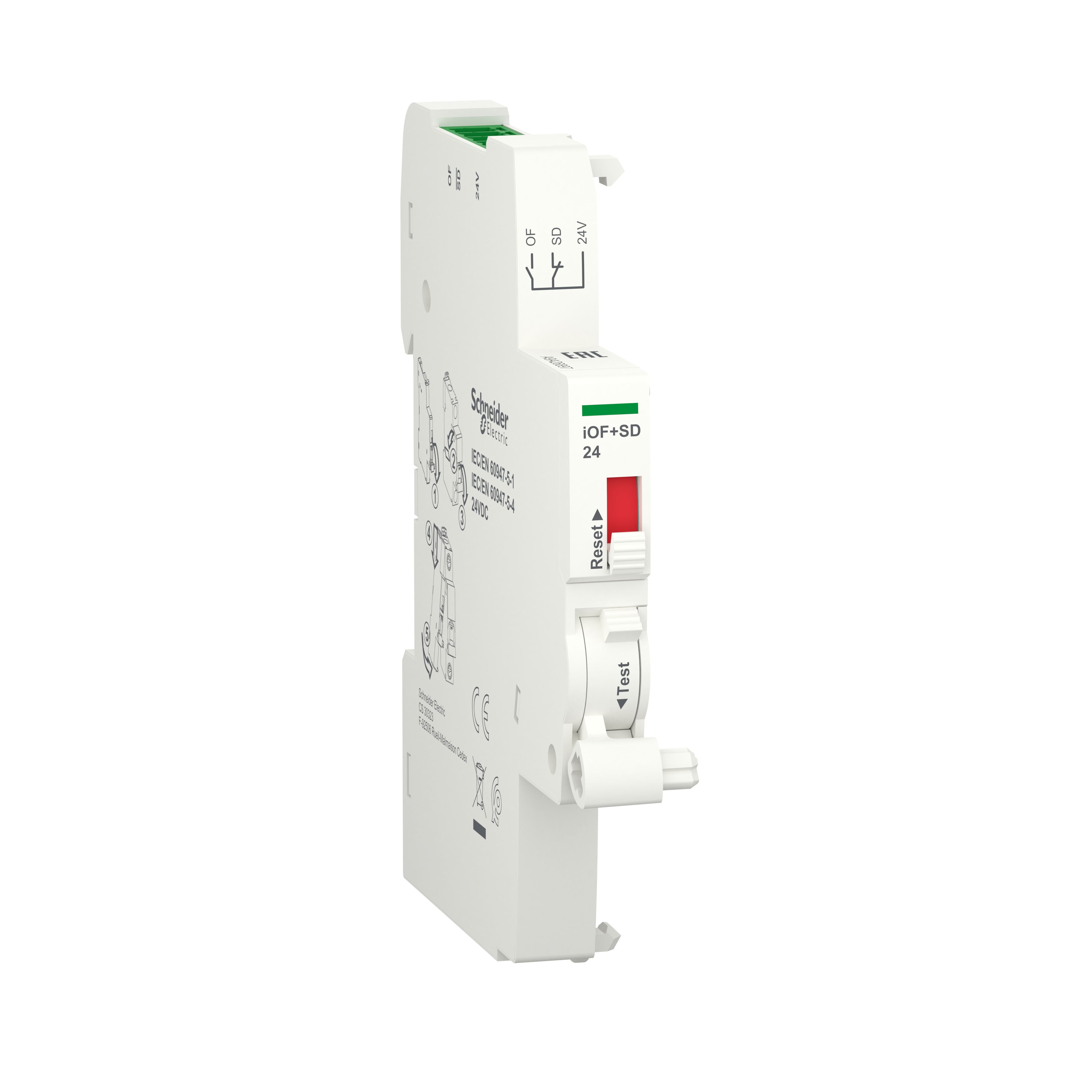Schneider Electric Auxiliary Contact, 2 Contact, 1NC + 1NO, DIN Rail Mount, Acti 9 iOF