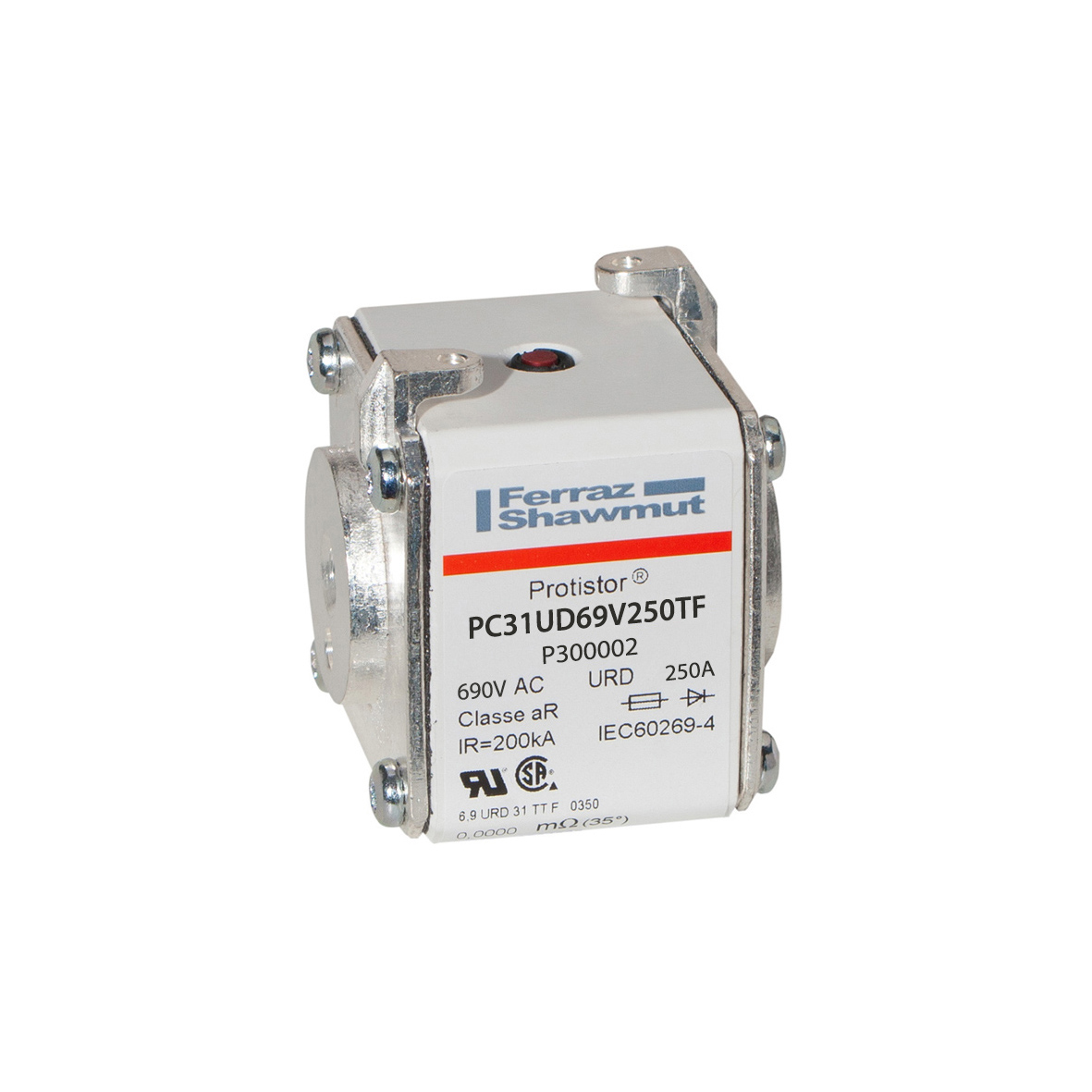 Mersen 250A size 31 FF Square Body Fuse, aR, 700V