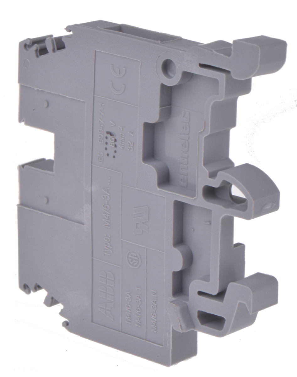 Entrelec 1SNA115468R2000 SNA Series Grey, 4mm², Single-Level, Screw Termination