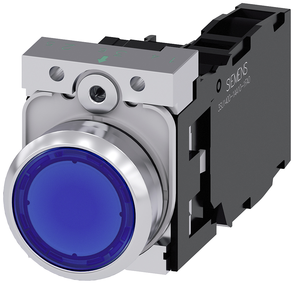 Siemens SIRIUS ACT 3SU11 Series Illuminated Push Button Complete Unit, 22mm Cutout, SPST, IP66, IP67, IP69(IP69K)