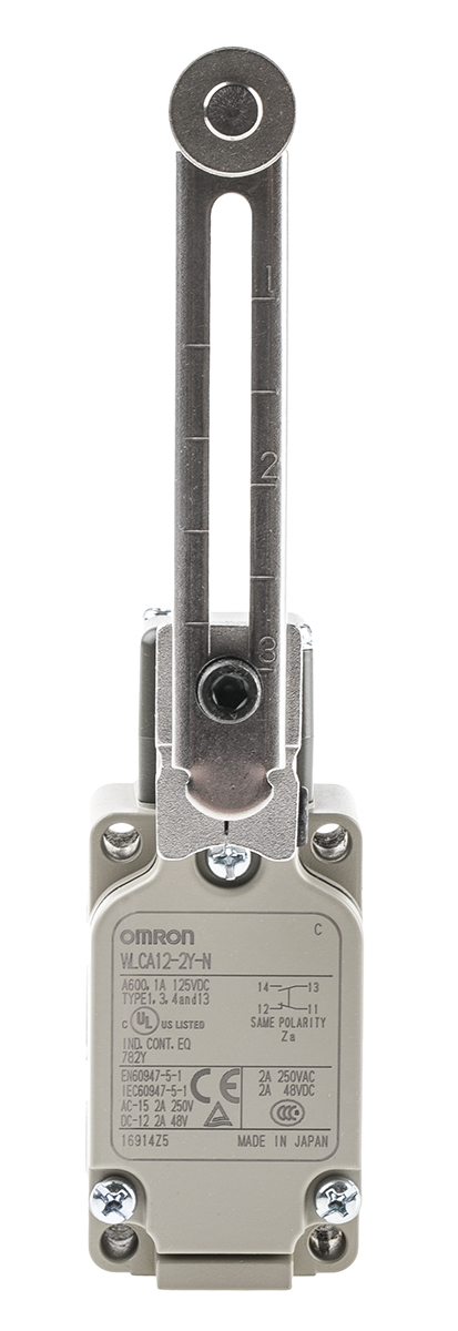 Omron WL Series Roller Lever Limit Switch, NO/NC, IP67, SPST, 500V ac Max, 10A Max