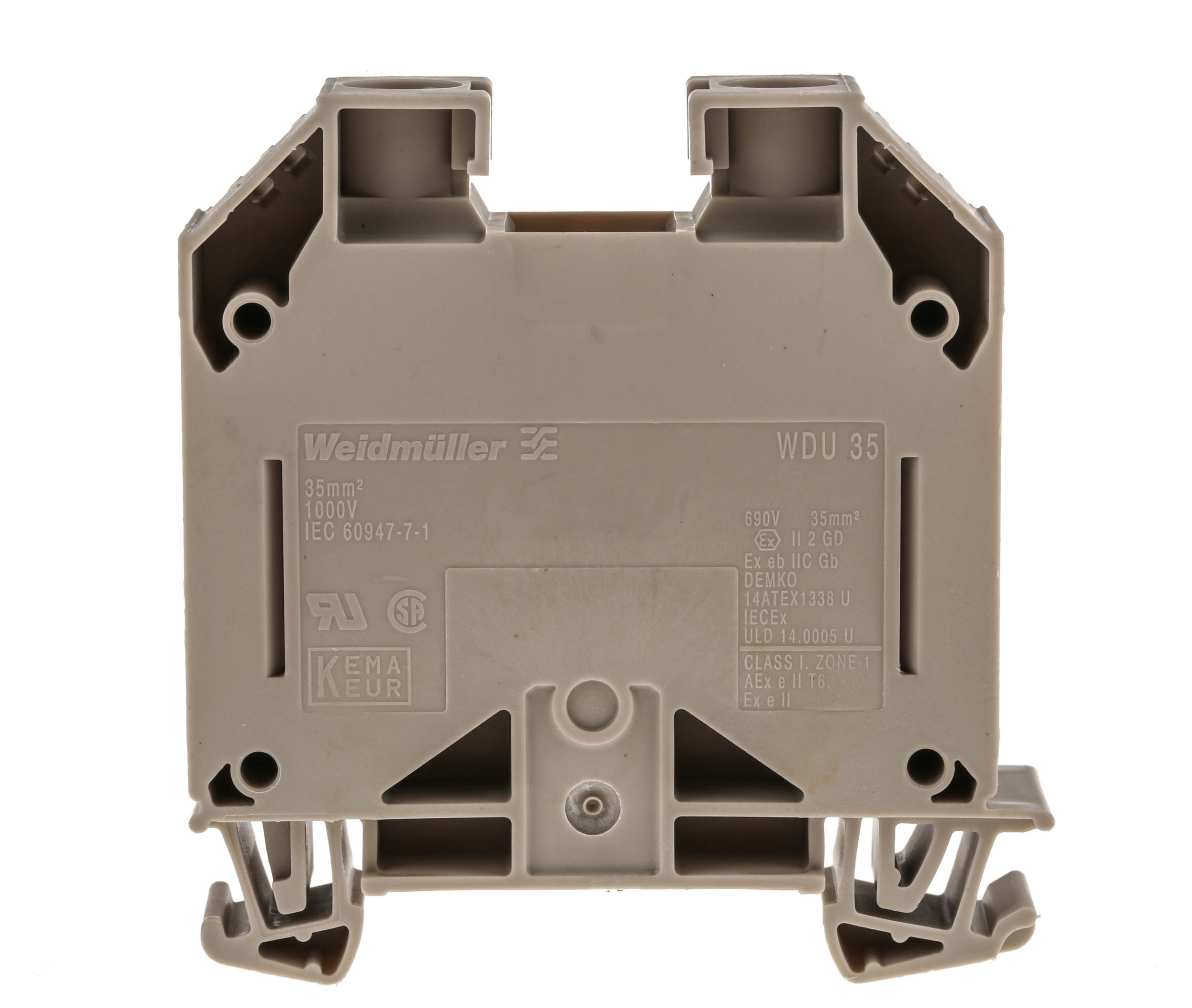 Weidmuller 1020500000 WDU Series Brown, 35mm², Single-Level, Screw Termination, ATEX