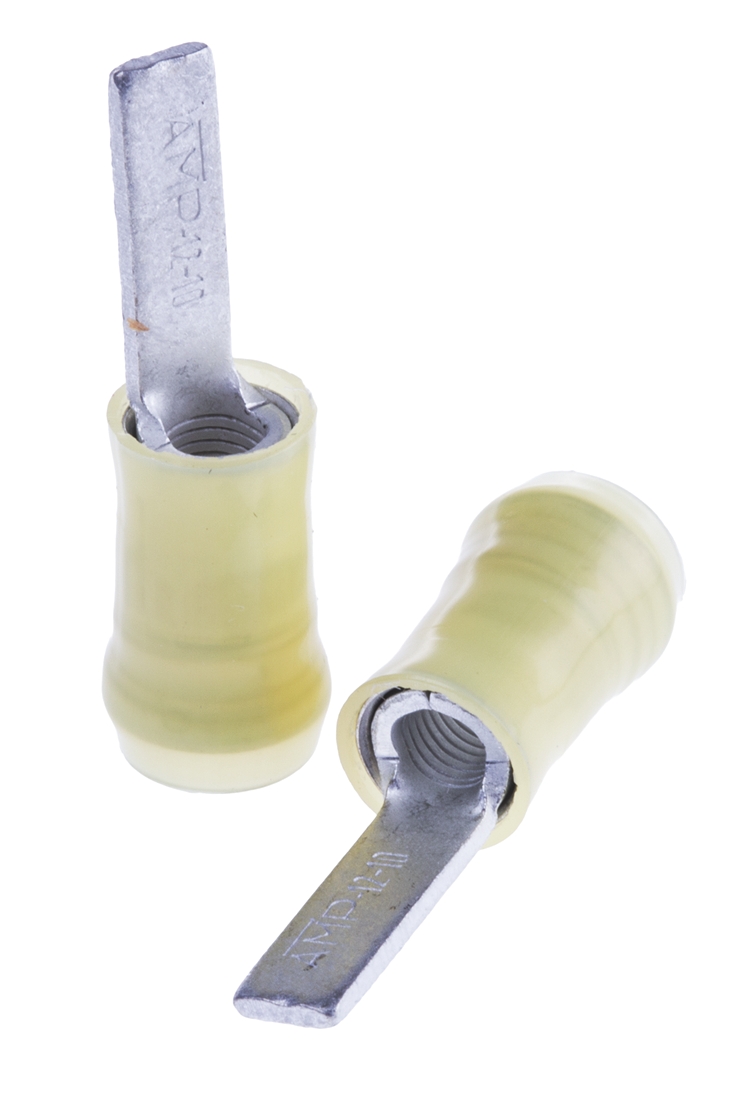 TE Connectivity , PIDG Insulated Crimp Blade Terminal 12.3mm Blade Length, 2.6mm² to 6.6mm², 12AWG to 10AWG, Yellow