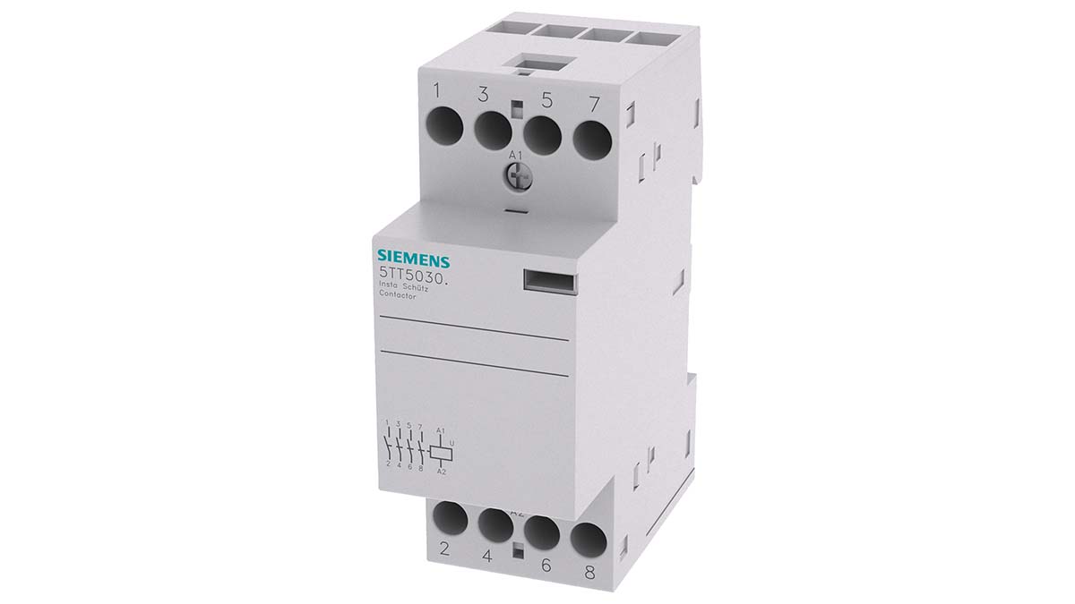 Siemens SENTRON 5TT INSTA Contactor, 220 V ac Coil, 4-Pole, 25 A, 4NO