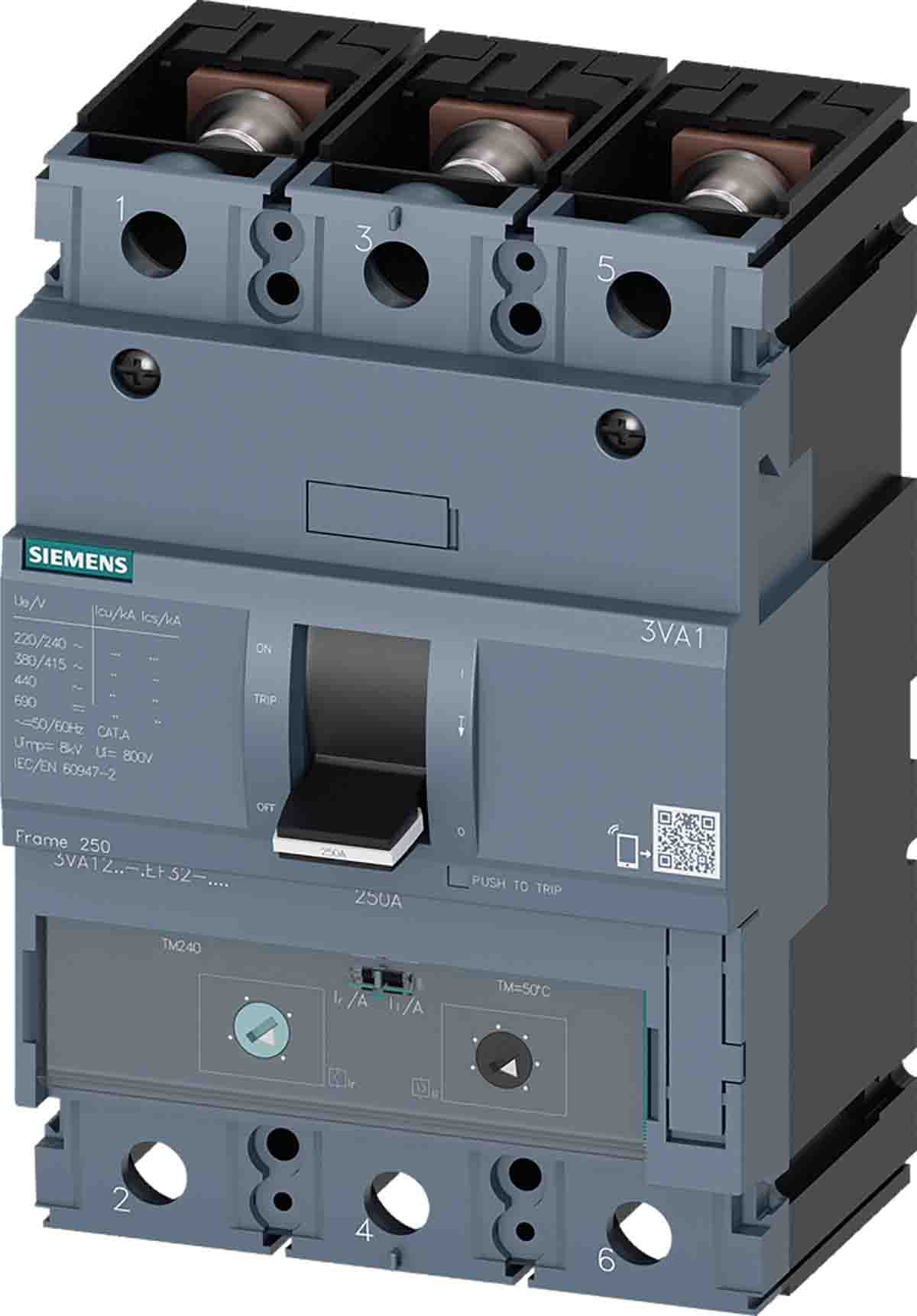 Siemens, SENTRON MCCB 3P 200A, Breaking Capacity 36 kA, Fixed Mount