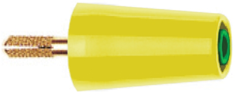 Staubli Green/Yellow, Male to Female Test Connector Adapter With Brass contacts and Gold Plated - Socket Size: 4mm