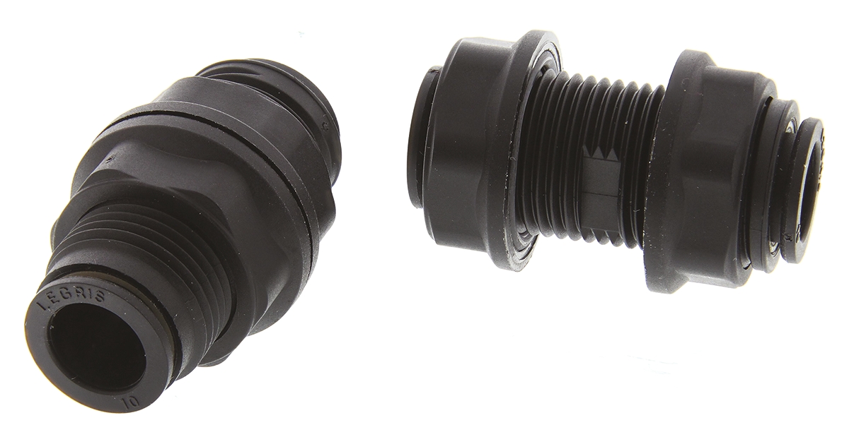 Legris LF3000 Series Bulkhead Tube-to-Tube Adaptor, Push In 10 mm to Push In 10 mm, Tube-to-Tube Connection Style