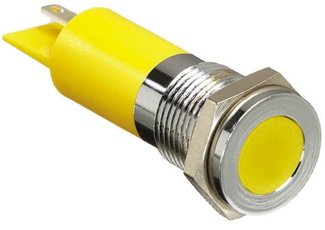 RS PRO Yellow Panel Mount Indicator, 6 → 36V dc, 14mm Mounting Hole Size, Solder Tab Termination, IP67