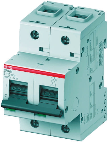 ABB High Performance S800N MCB, 2P, 63A Curve C, 400V AC, 36 kA Breaking Capacity