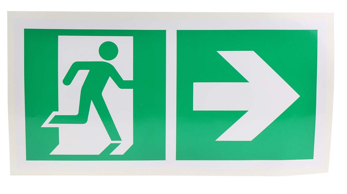 Vinyl Emergency Exit Right,  With Pictogram Only, Non-Illuminated Emergency Exit Sign