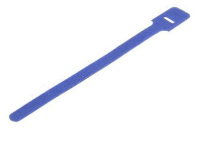 RS PRO Cable Tie, Hook and Loop, 225mm x 25 mm, Blue Nylon, Pk-10