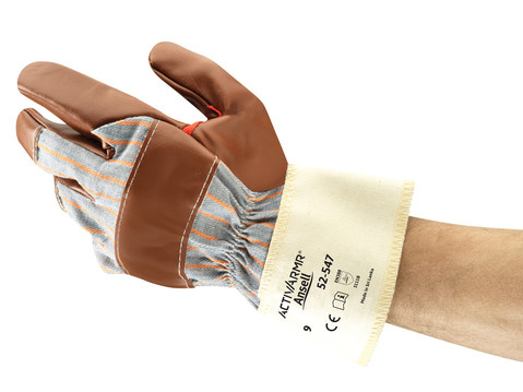 Ansell ActivArmr 52-547 Brown Cotton Cotton Jersey, Nitrile Glove, Size 10, Nitrile Coating