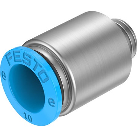 Festo NPQE-DK Series Push-in Fitting, G 1/8 to Push In 10 mm, Threaded Connection Style, NPQE-DK-G18-Q10-F1A-P10