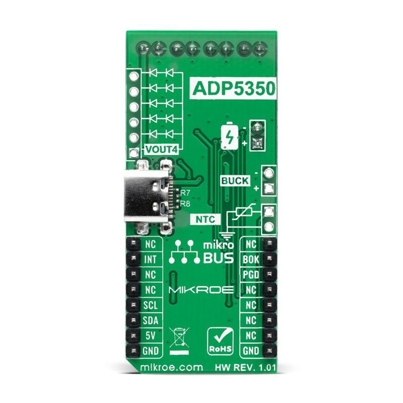 MikroElektronika BATT-MAN 3 Click Lithium-ion/Lithium-Polymer Battery Power Management for ADP5350 for mikroBUS Socket