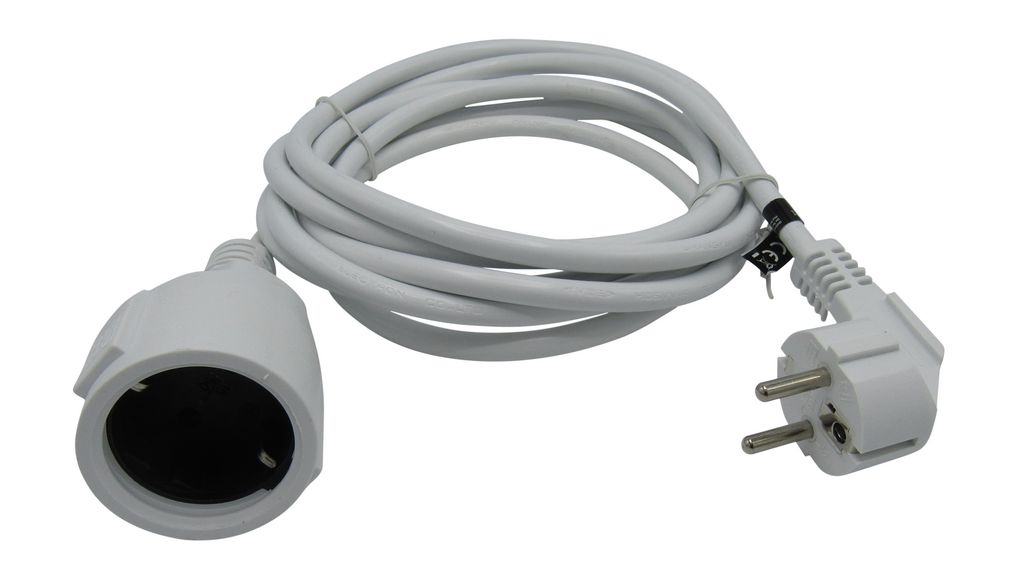 White Type F (CEE 7/4) to Type F (CEE 7/
