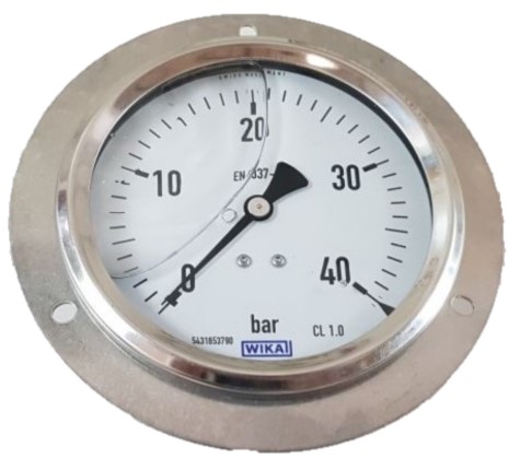 WIKA G 1/2 Analogue Pressure Gauge 40bar Back Entry 100mm Outside Diameter