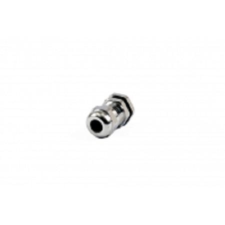 Hammond 1427BCG Series Grey Nickel Plated Brass Cable Gland, M12 Thread, 3mm min., 7mm max., IP68
