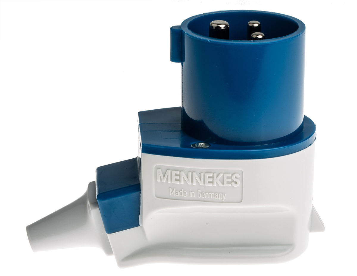 MENNEKES IP44 Blue Cable Mount 3P Industrial Power Plug, Rated At 16A, 230 V
