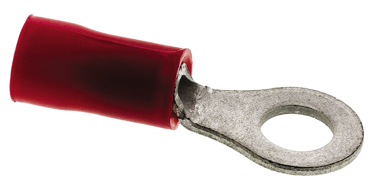 TE Connectivity, PLASTI-GRIP Insulated Ring Terminal, M4 Stud Size, 0.3mm² to 1.3mm² Wire Size, Red