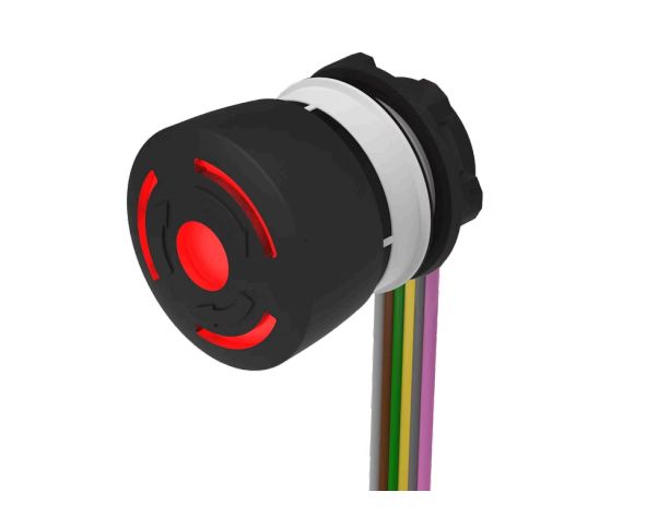EAO 84-6341 Series Maintained Illuminated Emergency Stop Push Button, Panel Mount, 22.3mm Cutout, DPST, IP65, IP66, IP67