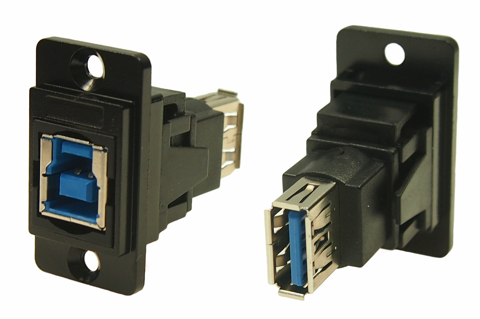 RS PRO Straight, Panel Mount, Socket to Socket- Dual Port Type B to A 3.0 USB Connector