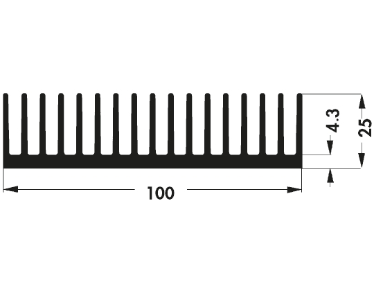 Fischer Elektronik Heatsink, Universal Square Alu, 2K/W, 100 x 100 x 25mm