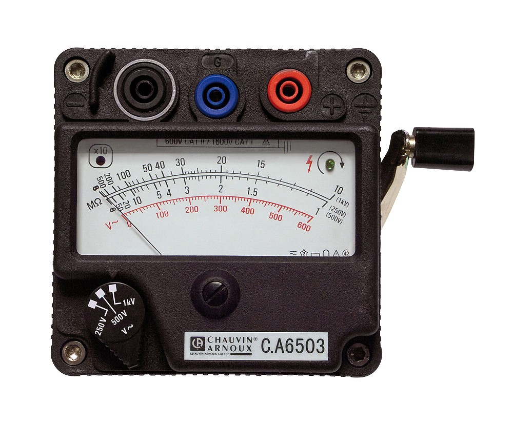 Chauvin Arnoux CA 6503 Insulation Tester, 250V Min, 1000V Max, 5GΩ Max, CAT III 300V