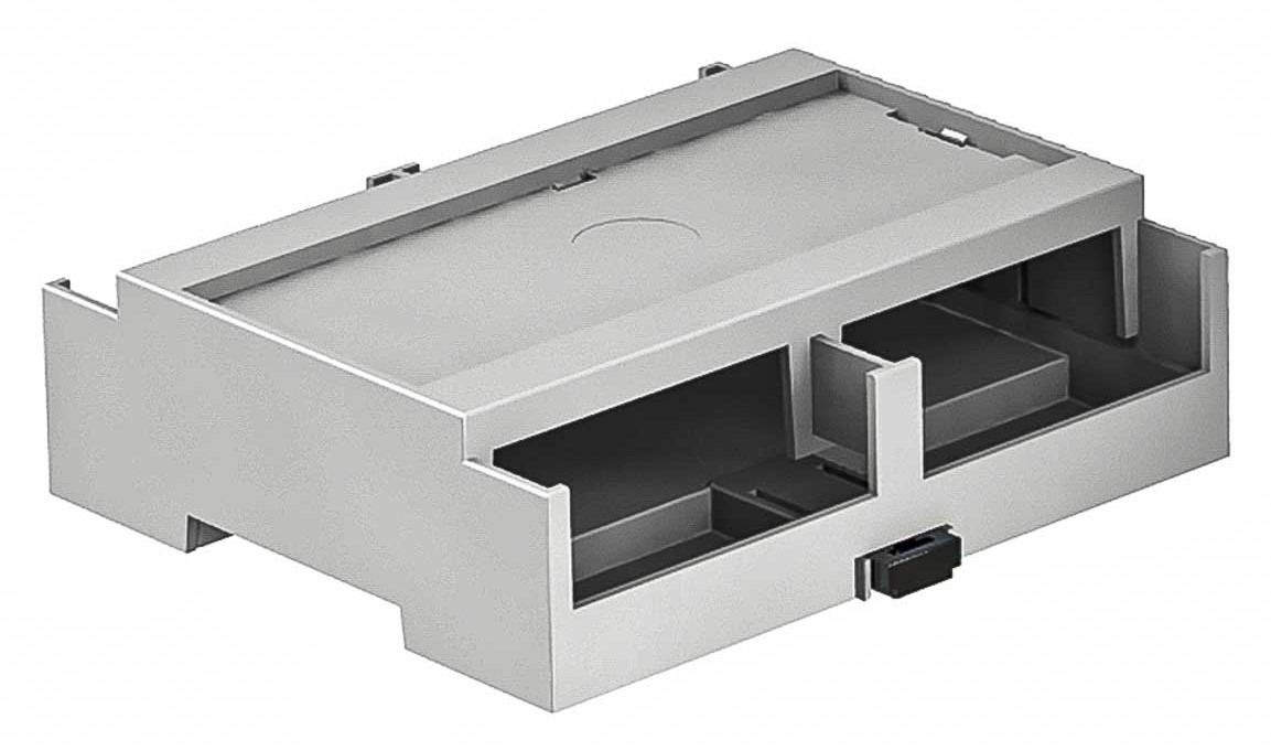 RS PRO Solid Top Enclosure Type, 90 x 106.2 x 31.9mm, Polycarbonate DIN Rail Enclosure