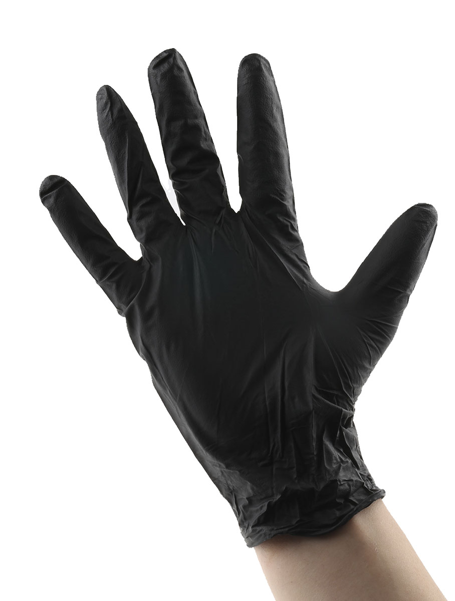 Ansell 93-852 Black Powder-Free Nitrile Disposable Gloves, Size 8.5-9, Large, 100 per Pack