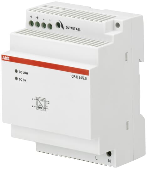 ABB CP-D DIN Rail Power Supply, 90 → 264V ac ac Input, 24V dc dc Output, 2.5A Output