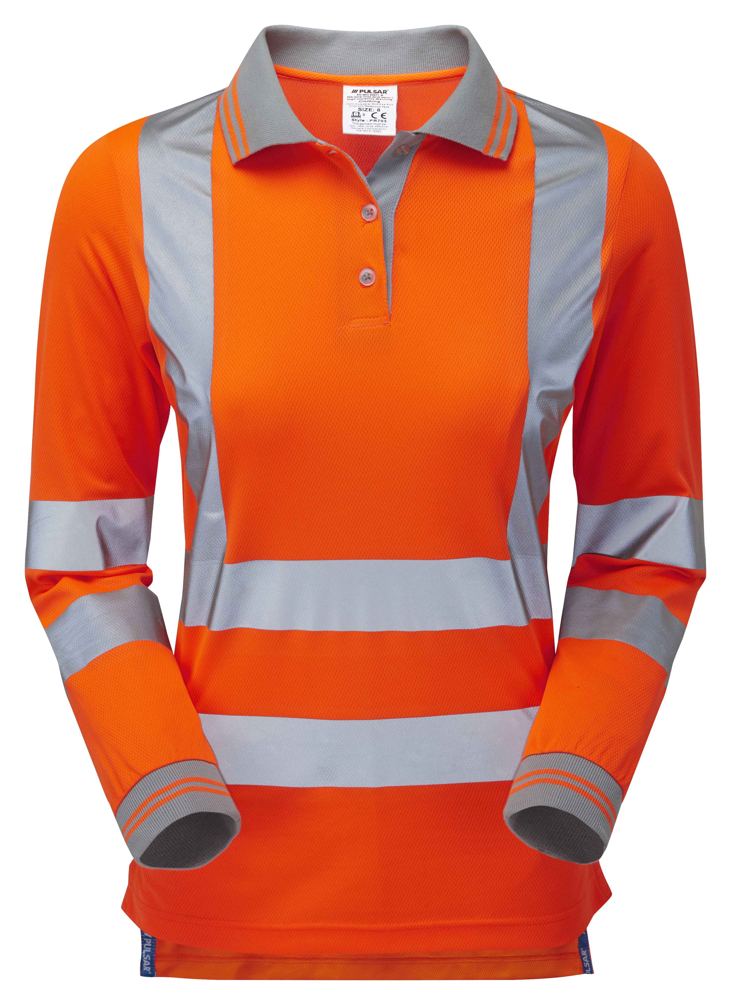 PULSAR PR703 Orange Women Hi Vis Polo Shirt, 14