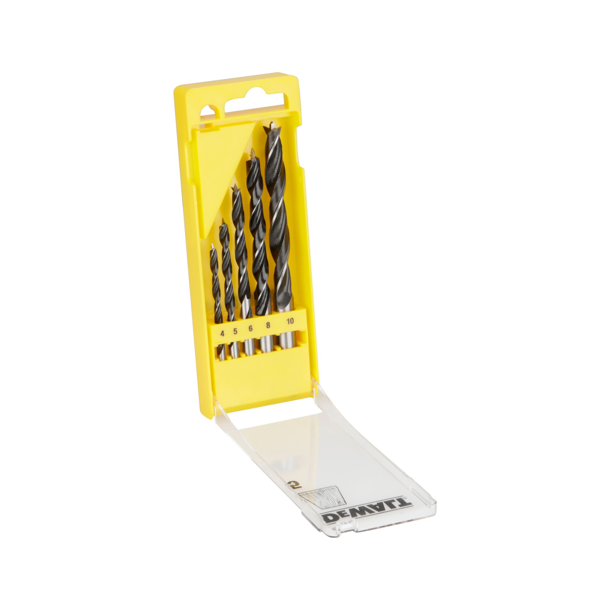 DeWALT 5-Piece Wood Drill Bit Set for Wood, 10mm Max, 4mm Min, Chrome Vanadium Bits